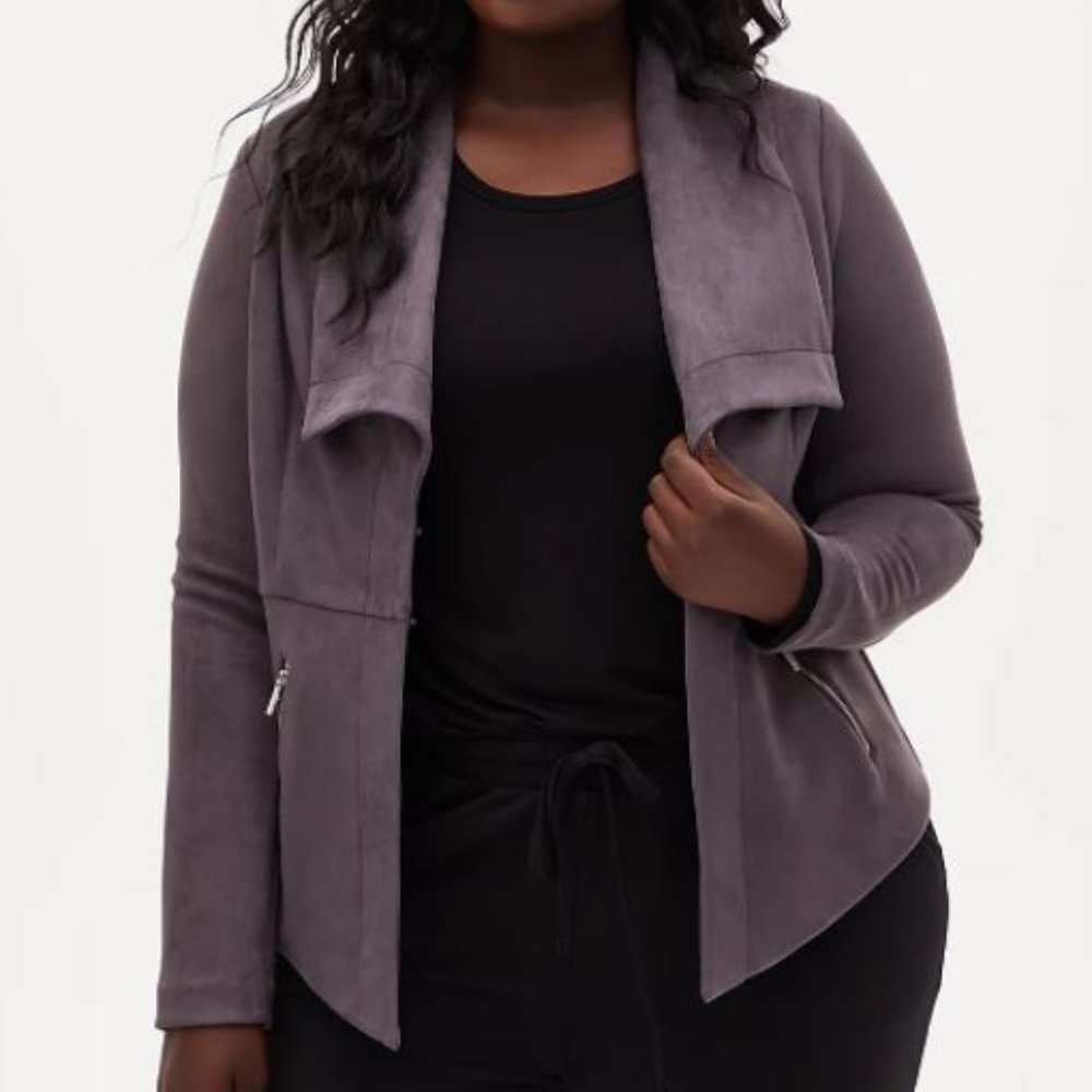 NWT Torrid Dark Slate Grey Faux Suede Jacket SZ2